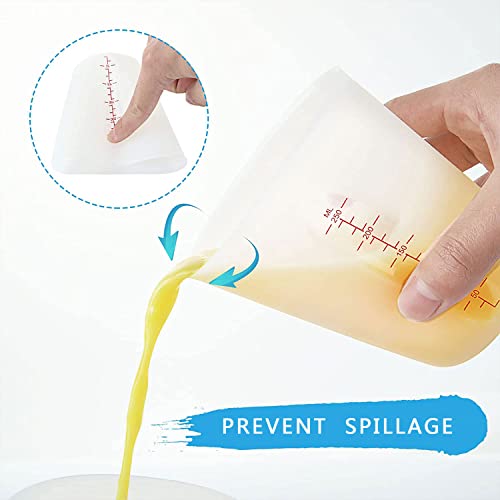 6Pcs Silicone Measuring Cup For Cooking Resin 3Pcs 8Oz + 3Pcs 16Oz Melting Cups With Marking, Squeeze And Pour Flexible Measuring Cups For Mixing Chocolate Cake Cookies Baking - Bpa Free #TOP4