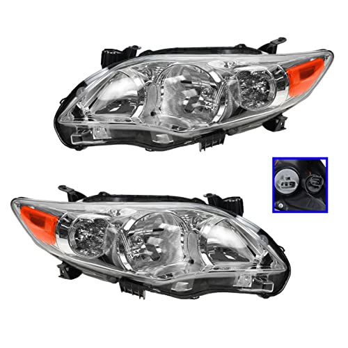 Image of TRQ Headlight Assembly Set TO2502203 TO2503203 Compatible with 2011-2013 Toyota Corolla