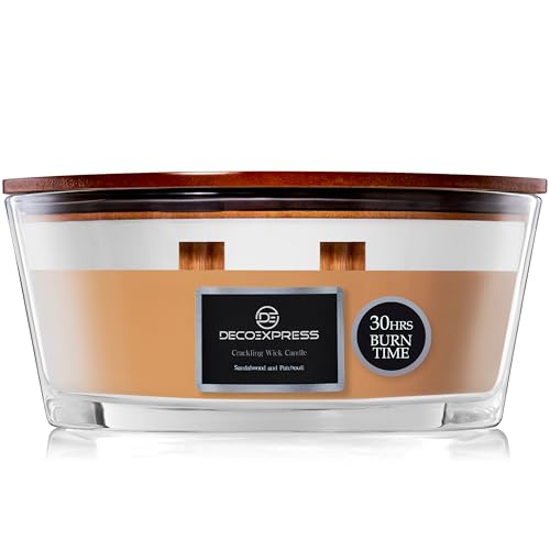 DECO EXPRESS Scented Candles, Double Wick Crackle Candles, Long 50 Hours Burn Time, Calming & Cosy Home Decor, Birthday