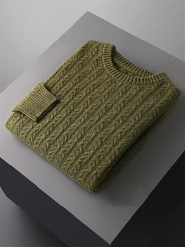 Men's O-Neck Cable Stitch Pullover Autumn Winter Knitted Sweater Soft Warm Tops2