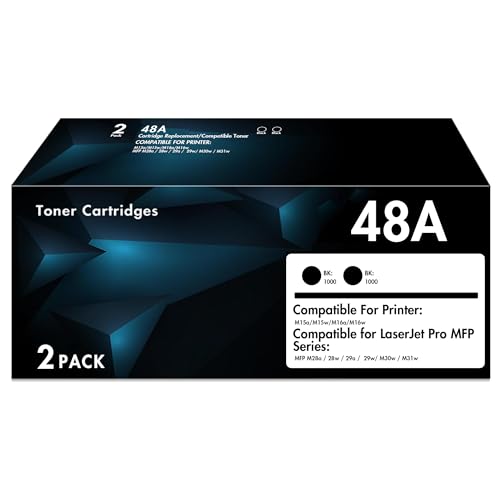 48A Toner Cartridge | Replacement for HP 48A CF248A Toner Cartridge to Use with Pro M15w M29w M28w M15a M28a M31w M30w M16a M16w M29a Series Printer (2 Black)