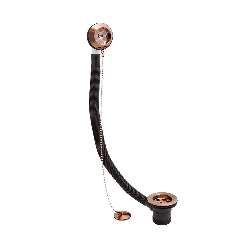 Milano Brushed Copper Elizabeth Bath Waste With Plug And Ball Chain