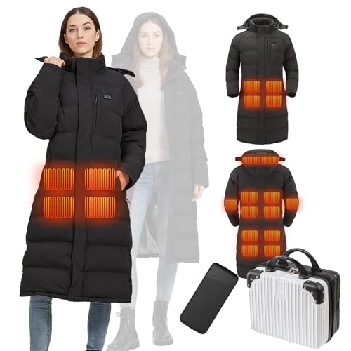 GPIOPGHO Heated Jackets for Women Long Winter Coats for Women for Skiing Hunting Motorcycle Idea Christmas Gift for Wife (Medium)