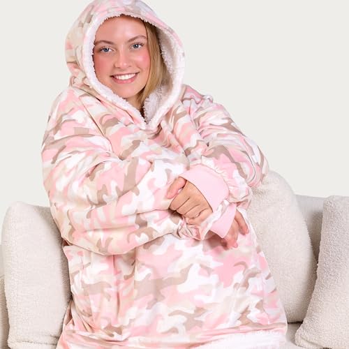 Image of Bare Home Wearable Blanket Hoodie - Soft Plush Sherpa - Warm and Cozy - Oversized Wearable Blanket
