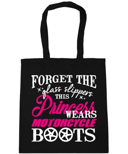 Hippowarehouse Forget the Glass Slippers This Princess Wears Motorcycle Boots Motorbike Biker Tote Shopping Gym Beach Bag 42cm x38cm, 10 litres