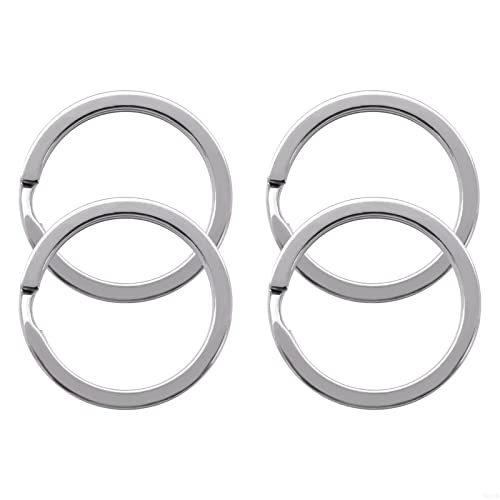 TITECOUGO 30mm KeyRings Keychain Stainless Steel Flat Split KeyRing Circular Keychain Hoops Keyring Loop Keyring Connector 4 PCS