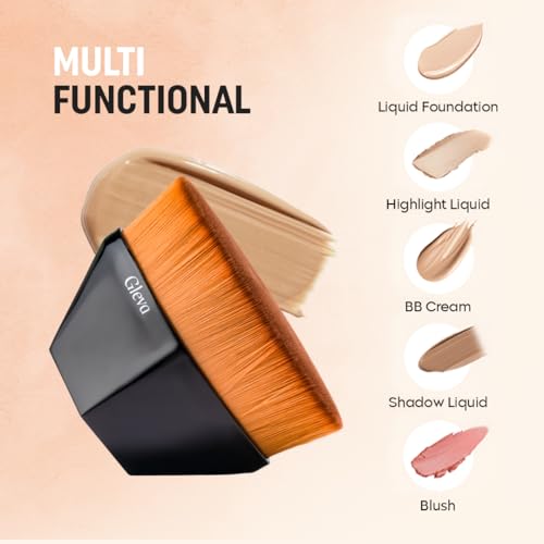 Image of Gleva Makeup Sponge & Foundation Brush Set, 2 Pcs Soft Powder Puffs & Hexagon Brush for Blending Liquid, Cream & Powder Foundation, Reusable Beauty Tools for Smooth & Flawless Finish