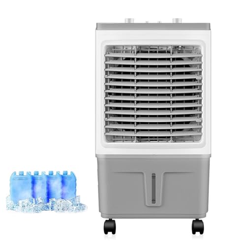 WAMJ AQDY Climatizador Frio, Aire Acondicionado Portátil Sin Tubo, con Tanque de Agua de 35 L, 3 Velocidades, 4 Acumuladores de Frío, Oscilación de 90°, para Interiores, Exteriores, 150 W