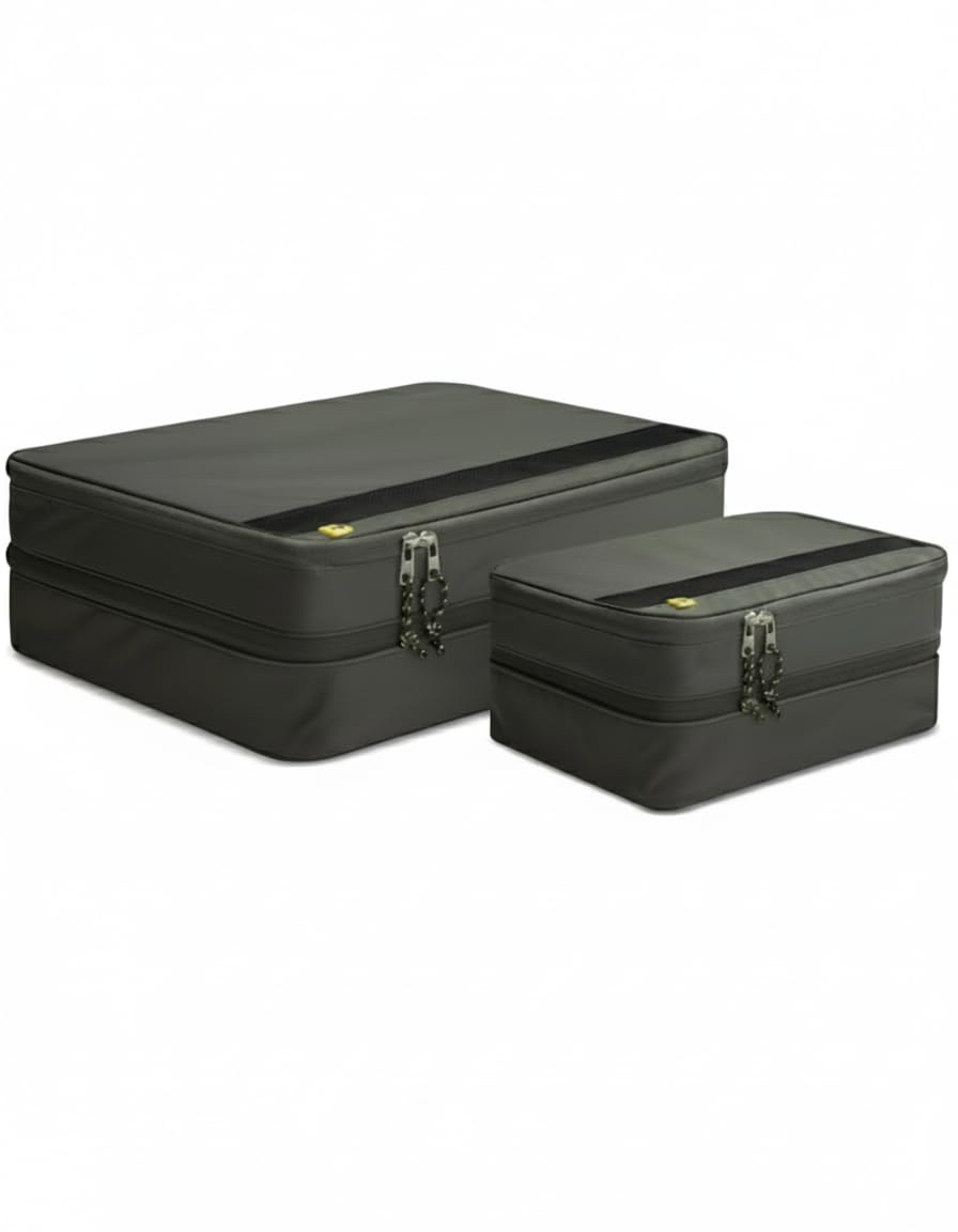 Spigen Life Compression Packing Cube 2 Pack (1 Small + 1 X-Large) Travel Luggage Organizer for Suitcases & Carry on, Expandable, Water-Resistant, Durable, Lightweight, 2-way Zippers – Hunter Green