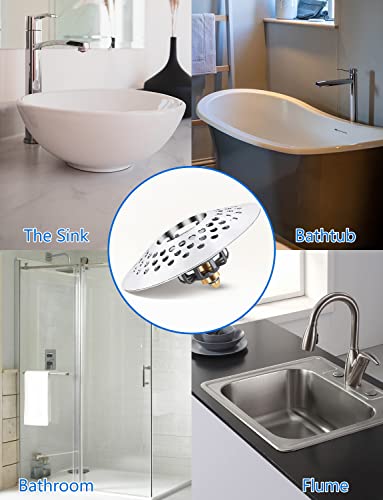 Bathtub Stopper Tub Drain With 2 In 1, Universal Bathtub Stopper With Shower Drain Hair Catcher, Premium Upgraded Brass Bathtub Drain Cover, Pop-Up Drain Filter For 1.6-2 Inch Drain Hole #TOP6
