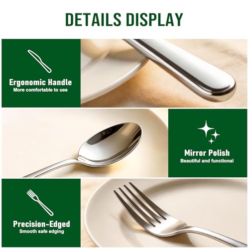 20 Piece Silverware Set, ENLOY Stainless Steel Flatware Cutlery Set, Kitchen Utensil Set Service for 4, Include Knife Fork Spoon, Mirror Polished, Dishwasher Safe by ENLOY - Image 6