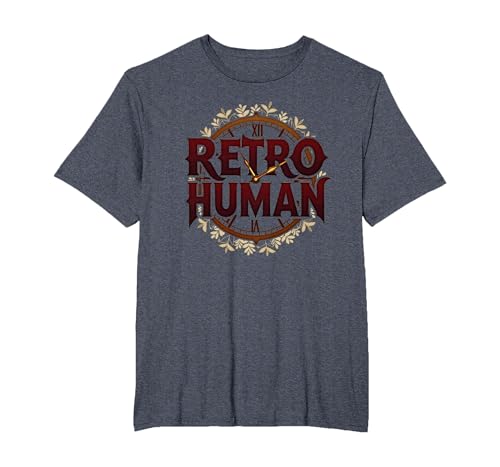 Retro Human: 1900s Nostalgic Vintage Clock Throwback T-Shirt, Men's Big and Tall, Heather Blue