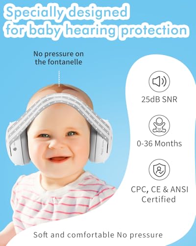 Image of Baby Ear Protection, Noise Cancelling Headphones for Babies, Noise Reduction Earmuffs for Infant and Toddlers up to 36 Months