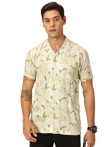 Image of Thomas Scott Men's | Floral | Half Sleeve | Slim Fit | Cotton Rayon | Cuban Collar | Casual Shirt