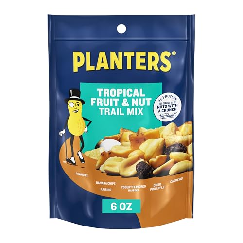 PLANTERS Tropical Fruit & Nut Trail Mix - Mixed Nuts Trail Mix Snack Packs, 6 oz Bags (Pack of 12)