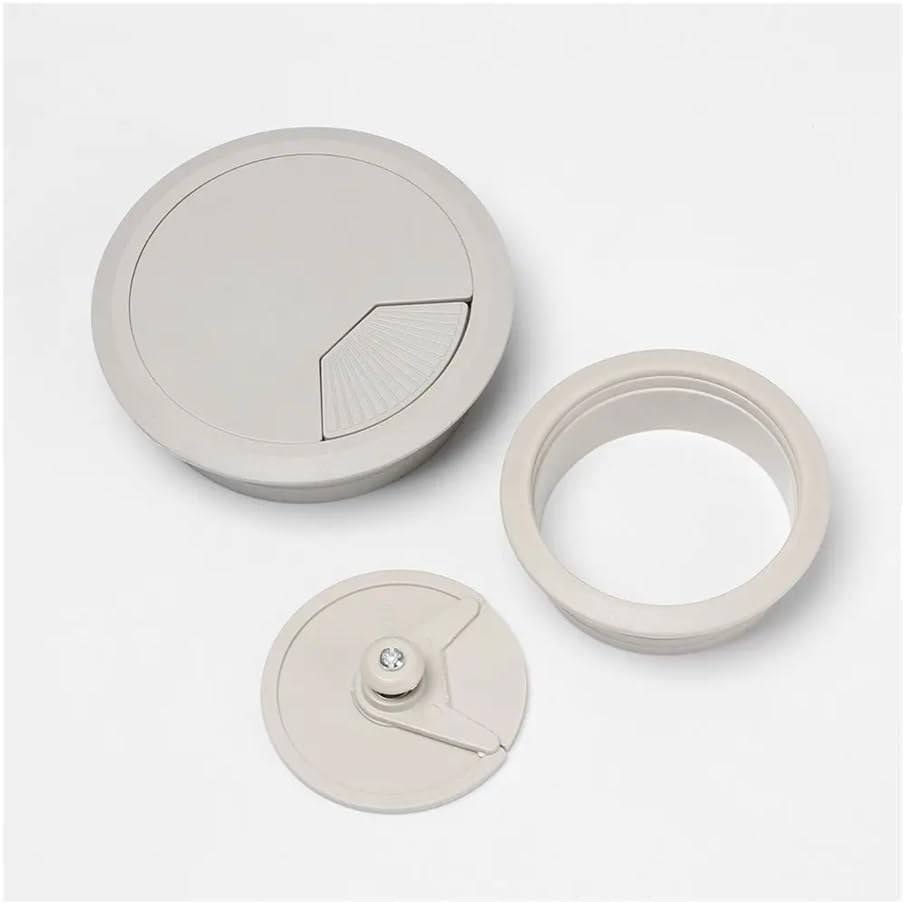 Desk Cable Grommets, Tidies Port Hole Covers, 2PCS 60/80mm Cord Grommet Line Outlet Wire Cover Threading Box Passing Office Table Organizer(Silver,60mm)