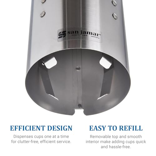 image for San Jamar Large Pull-Type Cup Dispenser 6-12 Oz. Flat Bottom Cups, 4.5