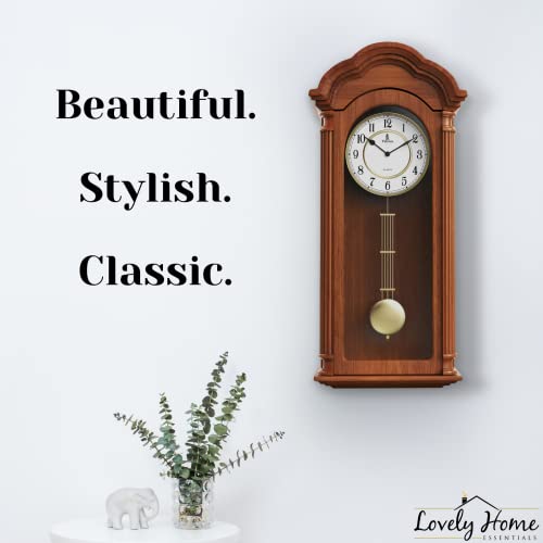 Pendulum Wall Clock Battery Operated - Large Hanging Grandfather Wall Clock With Pendulum - Quiet Wood Pendulum Clock - Wooden Wall Clock For Living Room Decor, Office & Home Décor Gift 26X12 #TOP1