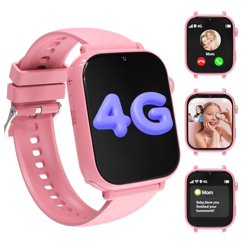 AXYWINBO Kids smart Watch for Girls Boys 4g GPS Call Text-Smart Watch for Kids Game Camera Pedometer Alarm Clock Calculator-Kid Watches for Girls Boys 4-12 Ages Gifts Pink