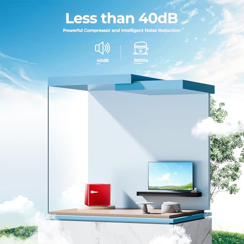 1.2 Cu.ft Mini Freezer, Small Upright Freezer with Removable Shelf & 7 Adjustable Temperature Control, Energy Saving, Low Noise for Bedroom, Apartment, Home, Office, Deep Red