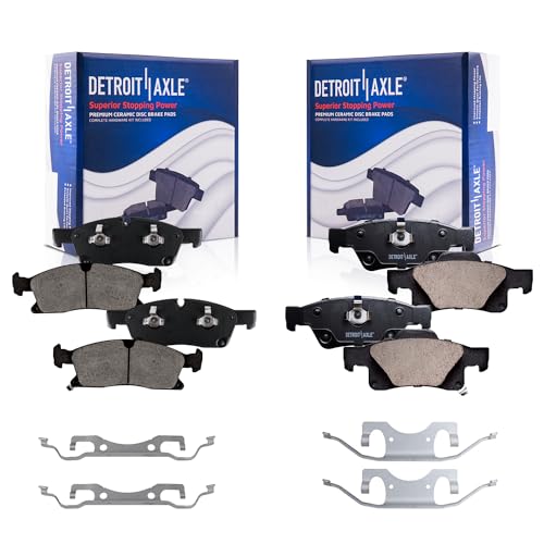 Image of Detroit Axle - Brake Pads for 11-16 Jeep Grand Cherokee 11-20 Dodge Durango | Front & Rear Ceramic Brake Pads 2012 2013 2014 2015 2017 2018 2019 Replacement Brakes