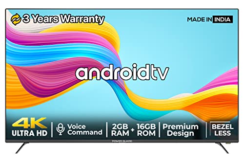 Power Guard 127 cm (50 inches) Frameless 4k Ultra HD Smart LED TV PG50F4k (Black)