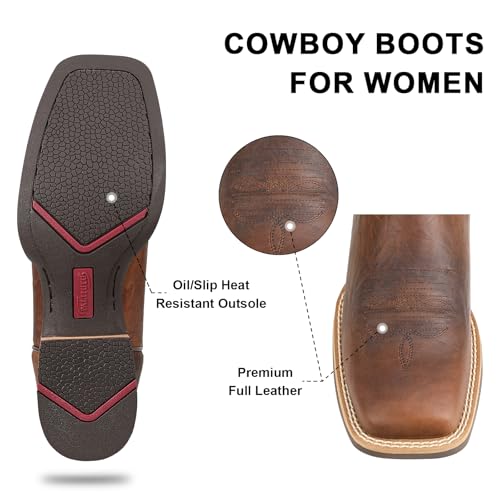 Palitutu Women's Cowboy Boots Full Cowhide Leather for casual daily wear special occasions (7.5, US Footwear Size System, Adult, Women, Numeric, Medium, 7.5) — view 6