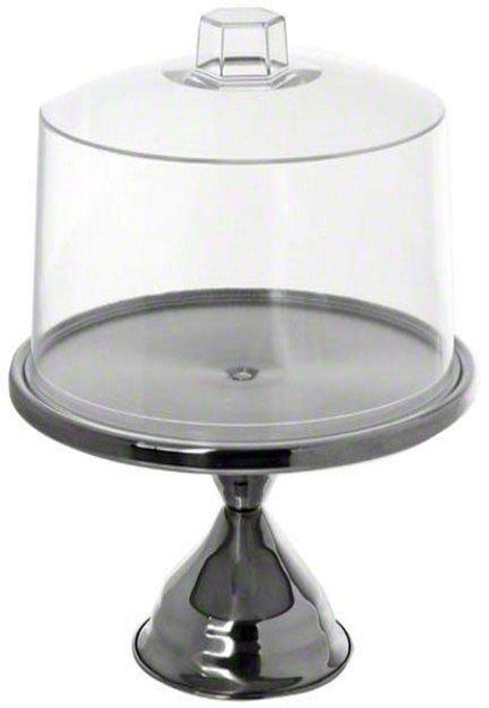 American Metalcraft 13-1/2" Round Stainless Steel Cake Stand w/Cover