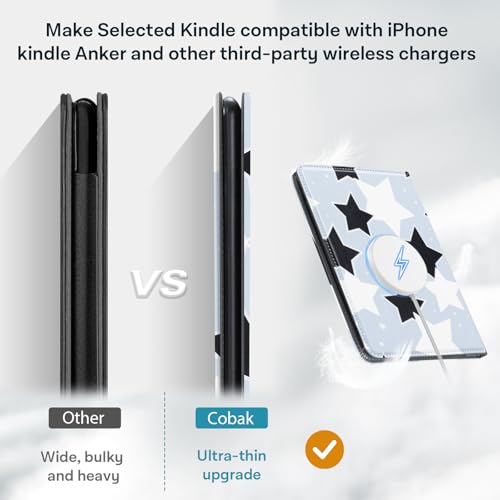 Image of CoBak Stand Case for 7 inch Kindle Paperwhite 12th Gen 2024 and Kindle Colorsoft with Hand Strap - Compatible with iPhone MagSafe, for Samsung /Belkin /Anker Wireless Charging Pads, Durable, Auto Sleep Wake