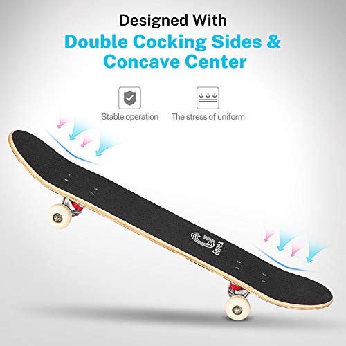 Gonex 31 "x 8" Compleet Skateboard voor tieners Volwassenen Beginners, 9 Layer Maple Deck Dubbele Kick Deck Concave Standaard Skateboards voor jongens en meisjes - Afbeelding 4