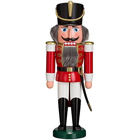 Seiffener Volkskunst | Nussknacker aus dem Erzgebirge | Husar mit Säbel 37 cm | Nussknacker Deko Figur | Original Erzgebirgische Volkskunst | 11202/1 | rot Cover