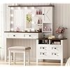 Anwbroad farmhouse makeup vanity desk with mirror and light 551 vanity desk set with 6 drawers storage cabinet stool 3 colors dimming lights adjustable antique white ubdt75w  urban country home decor