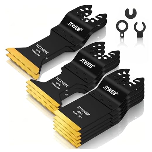JTWEB Titanium Oscillating Tool Blade, 10PCS Oscillating Saw Blades Metal Cutting Multi Tool Blades Kits Wood and Metal Nails Plastic, Multitool Blades fit Dewalt Milwaukee Bosch Dremel Rockwell