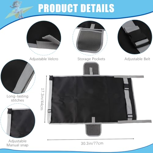 Kids Airplane Seat Extender Travel Bed, Toddler Airplane Bed with Side Pocket, Portable Long Trip Kid Seats Footrest, Toddler Airplane Travel Essentials, Black
