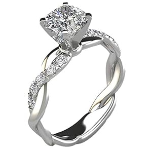 Zhangjie Rings for Women Teen Girls, Silver Exquisite Rings Wedding Ring Jewelry Gifts Rose Diamond Rings Birthday Gifts for Women Girls