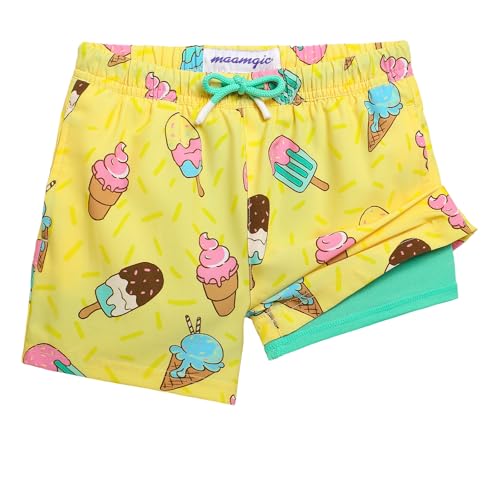 Image of maamgic Boys Swim Trunks with Compression Liner Toddler Stretch Swim Shorts