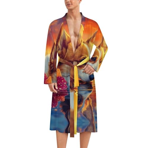 Bata suave de hombre estilo Corgi con longitud media para playa y descanso