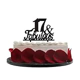 17&Fabulous Birthday Cake Topper | 17th Party Decoration Ideas | Wedding, Birthday, Anniversary,...