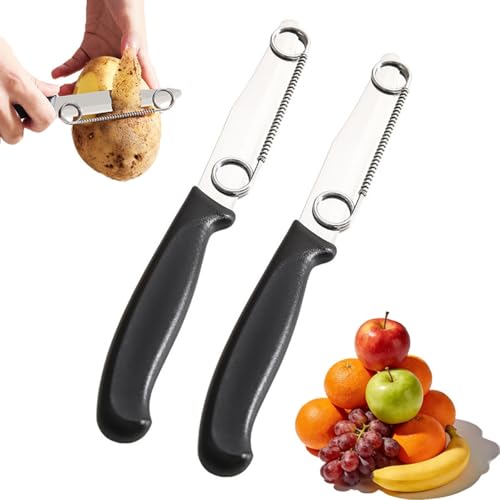 IRCKONCI Lot De 2 Couteaux À Coupe Rapide, Éplucheur De Légumes Multifonctionnel 3 En 1, Couteau Giovanni's, Avec Ressort Réglable, for Concombre, Carotte, Pomme De Terre