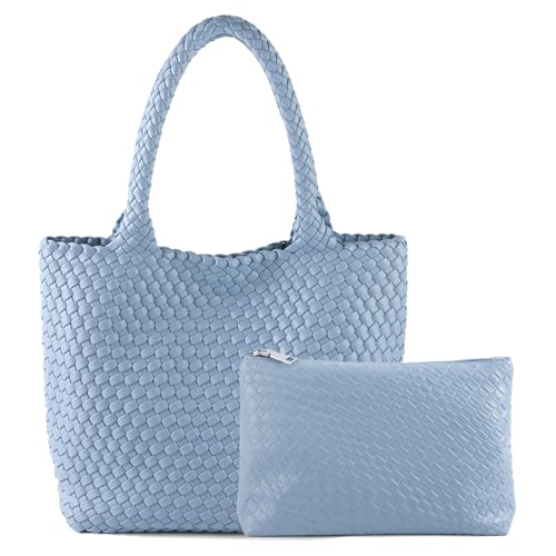 Hand Woven Bag Tote BagS For Women Top Handle Shoulder Vegan Leather Large Travel Beach Hobo Handbag