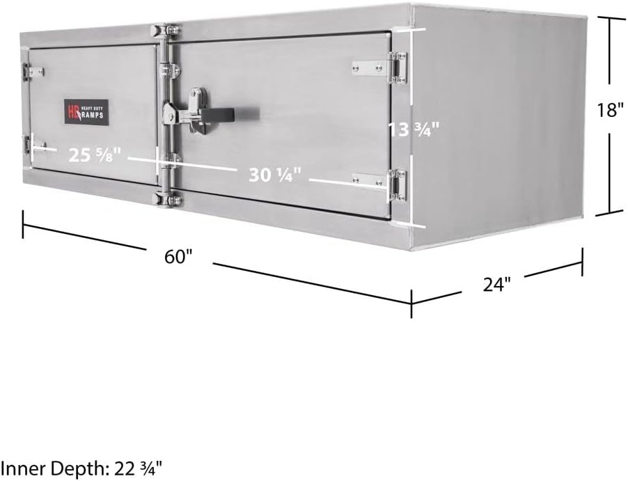 HD Ramps Heavy Duty Aluminum Lockable Underbody Trailer Tool Cabinet - 60" x 18" x 24" - Truck Toolbox