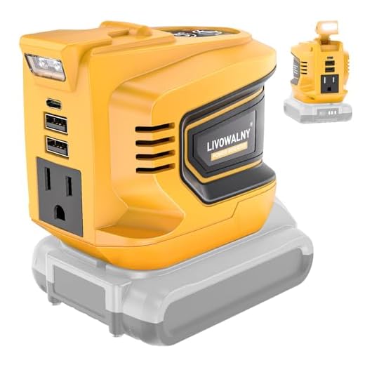 200W Power Inverter Compatible with Dewalt, DC 20V to AC 110-120V Battery Inverter, LIVOWALNY Portable Power Station Generator, Charger Adapter Battery Powered with 2 USB & 1 Type-C & 1 AC Outlet
