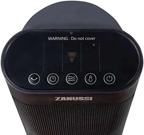Zanussi 2000W/2KW Electric Heater Black, Compact Freestanding Oscillating Ceramic Tower Heater, 2 Heat Settings, Digital Display & Remote Control, Lightweight & Silent, ZPTCH3002B, 2 Year Guarantee