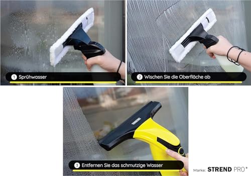 STREND PRO Fensterreiniger Elektrisch für PERFECT Fenster Putzen | Fensterputzer mit Sprühflasche und Mikrofaserwischer |set für Auto/Fliesen| Akku reinigungsgerät