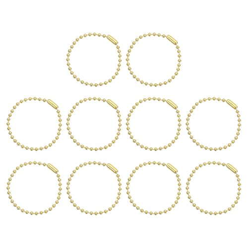 QUARKZMAN 50pz Catena a Sfera 4,7 2,4mm di Diametro Metallo Etichetta Cane Portachiavi Chiusura Connettore a Sfera per Creazione Gioielli Collane Artigianato Fai Da Te, Tono Oro