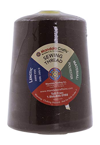 Mandala Crafts All Purpose Sewing Thread Spools - Dark Brown Serger Thread Cones 4 Pack - 20S/2 24000 Yds Dark Brown Polyester Thread For Overlock Sewing Machine Quilting #TOP2