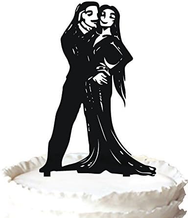 Morticia and Gomez Silhouette Wedding Cake Topper -Addams Family