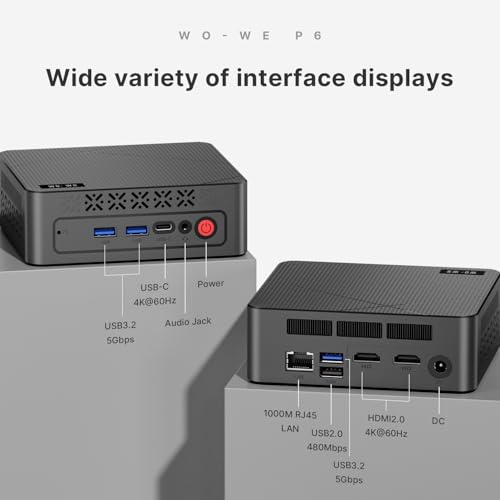 Image of wo-we P6 Mini PC AMD Ryzen 5 3550H(4C /8T,up to 3.7GHz) 16GB DDR4 RAM 512GB NVMe SSD Gaming PC, Radeon Vega 8 Graphics Mini Desktop Computer,Triple 4K 60Hz Displays,USB-C /USB 3.3 /2.0 /HDMI,WiFi5 BT5.0