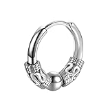 Cool Punk Hombres Acero Inoxidable Hip Hop Stud Pendiente Redondo Pendiente Colgante para Hombres Pendientes Joyería Splitter Plateado para Regalos Deft Procesado