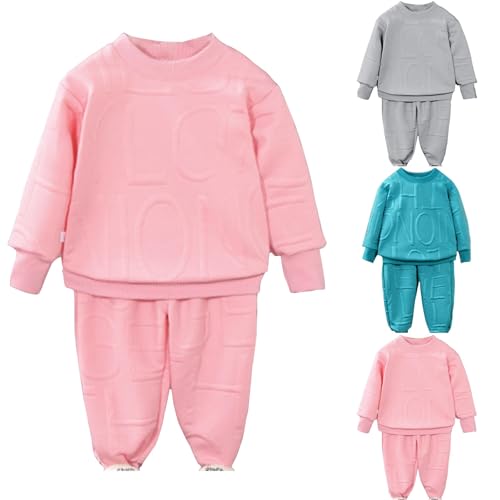 Toddler Thick Warm Pullover Sweatshirts Pants Sets 2pc Padded Fall Joggers Sweatpants Tops Outfits for Baby Boys